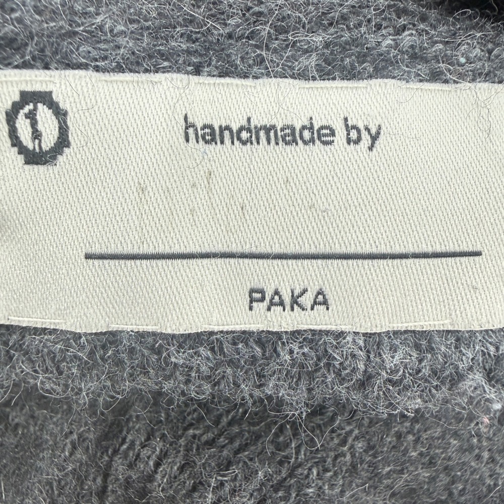 Paka Men Royal Alpaca Blend Crewneck Sweater Charcoal Grey Handmade Large - Picture 2 of 8